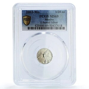 メキシコ 1/20 オンザ・リベルタッド 独立の天使 MS69 PCGS 銀貨 2003年