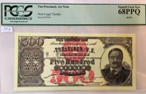�e�B���E�v���X�}�b�N �}�l�[�A�[�g - T.���[�Y�x���g�ɂ��500�h����ݏؖ��� - PCGS 68PPQ