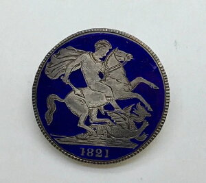 イギリス 1821年 ジョージ4世 ドラゴン シルバー クラウン ブローチ ブルー エナメル 王族