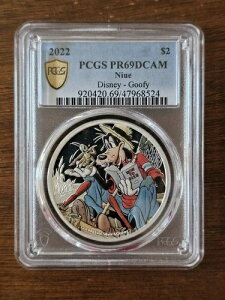 �� 2022�N NIUE 1�I���X 2�h�� �f�B�Y�j�[ �O�[�t�B�[ 90���N�L�O PCGS PF69 DCAM Pop 3