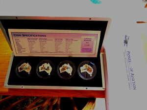 オーストラリア 2003年 ツバル 1ドル硬貨4枚セット 航空のパイオニア シルバー D12