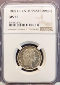 1892�N �f���}�[�N ��� 1�N���[�l �N���X�`����9�� NGC MS 63 ���� ���ʔ��s