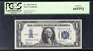 FR. 1606 1934 $1ut@j[obNvVo[ؖ PCGS  -66PPQ