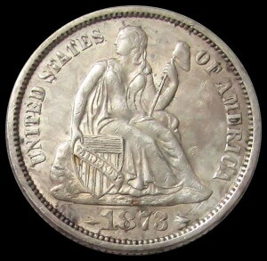 1873年 銀貨 アメリカ 自由の女神像 矢付き 10セント硬貨 オーストラリア