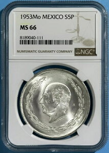 ���L�V�R 1953�N ���i�R 5�y�\ �z���C�g�`���C�X BU �V���o�[ �N���E�� �C�_���S NGC MS66 �g�b�v�|�b�v