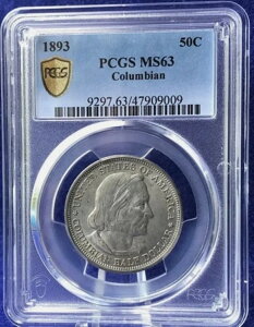 :1893�N 50�Z���g �R�����r�A����������L�O �n�[�t�h�� PCGS MS63 �z���C�g�R�C�� R2