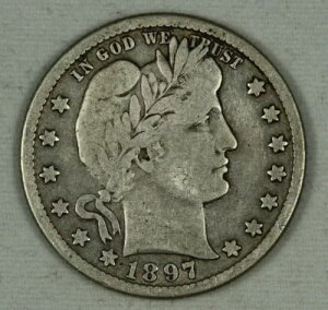 1897-O バーバー・クォーター。25セント。魅力的、良好。