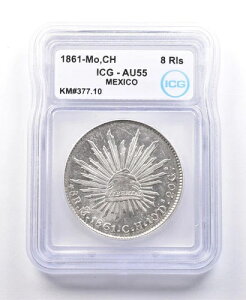 1861 Mo CH メキシコ 8 レアル KM#377.10 AU55 ICG *4998
