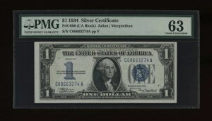 DBR 1934 $1 Vo[ t@j[obN Fr. 1606 CA ubN PMG 63 VA C08663274A