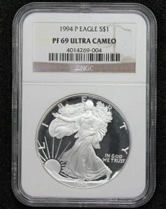 1994-P �v���[�t �A�����J�� �V���o�[ �C�[�O�� $1 NGC PF-69 �E���g�� �J���I 4AKV