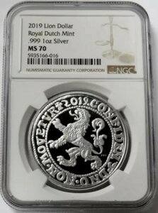 2019年 ライオンドル 1オンス ロイヤルダッチミント NGC MS 70 「アメリカ初の銀貨ドル」