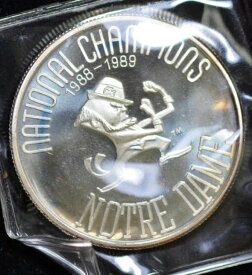 1988 - 1989 ノートルダム ナショナル チャンピオン 0.999オンス シルバー 密封プラスチックケース入り