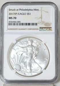 2017�N (P) S$1 �A�����J�� �V���o�[ �C�[�O�� NGC MS70 �t�B���f���t�B�A�����ǂŒ��� �u���E��