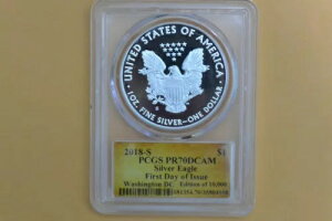 2018-S PCGS PR70DCAM シルバーイーグルプルーフ トーマス・クリーブランド サイン入り FDI ワシントン