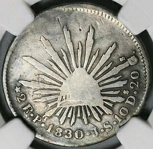 1830/20-Pi NGC VG Det Mexico 2 Reales Potosi Overdate A RC (21111301C)