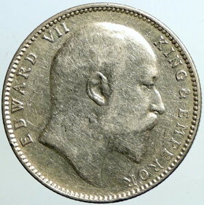 1904年 B キング エドワード7世 イギリス皇帝 イギリス領インド 銀貨 i101337