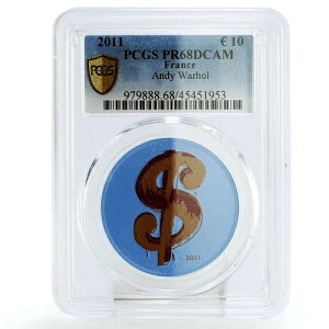 フランス 10ユーロ 画家 アンディ・ウォーホル メイキング・マネー・アート PR68 PCGS 銀貨 2011年