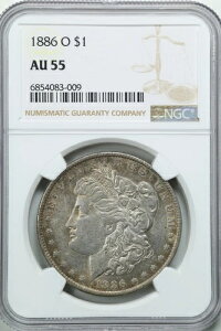 1886-O 1ドル モルガン銀貨 AU55 NGC 6854083-009