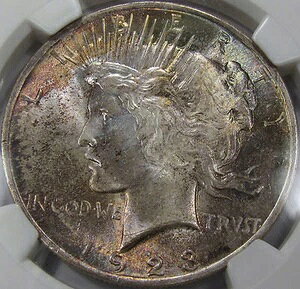 1923 �N Peace Silver Dollar Gem BU NGC MS-65... �f���炵���F���̔������R�C���ł�!!