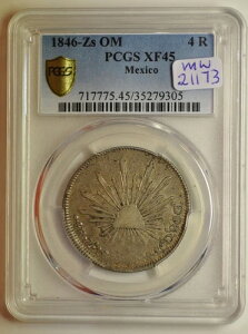 mw21173 ���L�V�R; �V���o�[ 4���A�� 1846 Zs OM �T�J�e�J�X �~���g PCGS XF45 KM#375.9