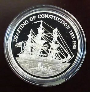 ピトケアン諸島:1988年 50ドル銀貨プルーフ記念コイン(箱入り、CoA付き)