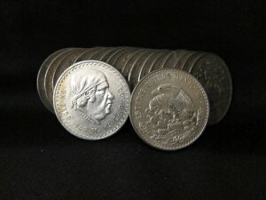 1947年 - 1948年 メキシコ 0.50 銀貨 1 ペソ ホセ・マリア・モレロス AU+ コイン 18 枚セット