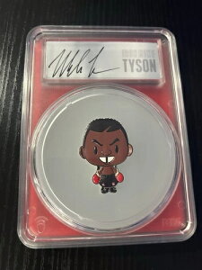 マイク・タイソン 2024 カラーライズド チビ 2オンス 純銀 直筆サインラベル - PCGS PR70DCAM