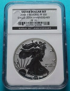 2006年 P REV プルーフ アメリカン シルバー イーグル PF 70 20周年記念セット シルバー ダラー セット
