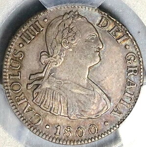 1800 PCGS AU 53 メキシコ 2 レアル カルロス 4世 スペイン 植民地銀貨 (25050501C