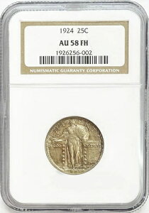1924年 アメリカ スタンディング リバティ クォーター SLQ 25セント シルバー コイン NGC AU 58 FH
