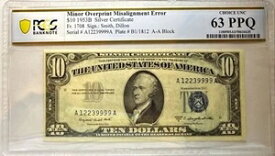 Fr. 1708 1953B オーバープリント ミスアラインメントエラー シルバー証明書 チョイス UNC63 PPQ A-A