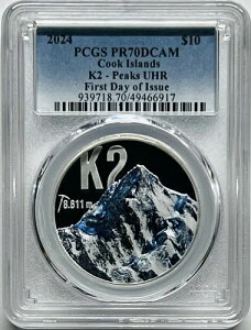 2024�N �N�b�N���� 10�h�� K2-PEAKS �V���o�[ 2�I���X �R�C�� PCGS PR70 FDI ������������