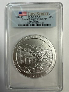 2014-P グレートスモーキーマウンテンズ ATB 5オンス シルバーコイン PCGS SP70 ファーストストライク
