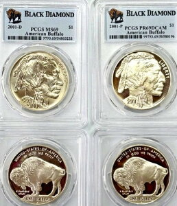 �u���b�N�_�C�������h 2001-D & P $1 �A�����J���o�b�t�@���[�i2���Z�b�g�j PCGS MS69 & PR69DCAM