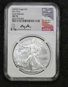 2024-(P) �V���o�[�C�[�O�� $1 �X�^�[ �v�����B NGC �A�[���[�����[�X ���C�_�[�V�O�l�`���[ MS70 43GU