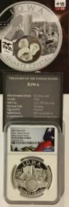 2021�N �v���[�t�V���o�[ �A�C�I�� �N�H�[�c�N���X�^�� $10 ���T�O�����f�l�[�V���� NGC PF70 COA�t��