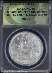 2008-D �_���E�J�[ �V���o�[ 100 �A�����X �V�[�e�b�h ���o�e�B �R���Z�v�g �g�[�N�� ANACS MS 70