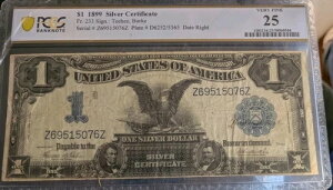 1899�N 1�h���u�u���b�N�C�[�O���v��ݏؖ��� PCGS VF 25 Fr 233 �e�B�[�q�[�A�o�[�N (666)