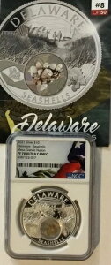 2021年 アメリカの秘宝 - デラウェア銀貨 1オンス PF70 ウルトラカメオ NGC