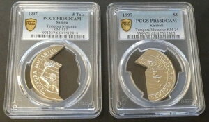 1997 �L���o�X �T���A 5 �^�� $5 TEMPORA MUTANTUR �V���o�[ 2 �p�[�g �R�C�� PCGS PR68DCAM