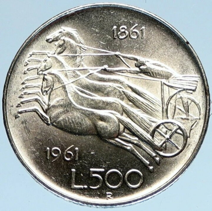 楽天市場】1961年 イタリア 銀貨 500リラ イタリア統一 ローマ首都 