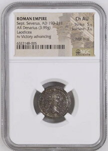 ローマ帝国 - セプティミウス セウェルス - AD 193-211 - デナリウス銀 - NGC Ch AU