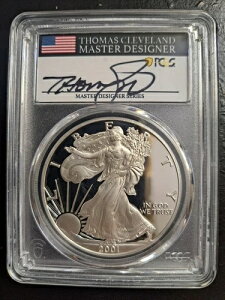 2001-W �v���[�t �V���o�[ �C�[�O�� PCGS PR70 DCAM �}�O�i���E�I�v�X �g�[�}�X�E�N���[�u�����h �T�C������