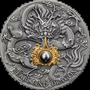 2023年 ニウエ ブラックパール&ドラゴン ディバインパール 2オンス 999 アンティークシルバーコイン