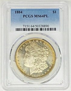 1884年 モルガン銀貨 1ドル硬貨 ライトトーン PCGS MS 64 PL (15)