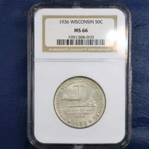 1936年ウィスコンシン州建国100周年記念ハーフドル50セント硬貨 - NGC MS 66