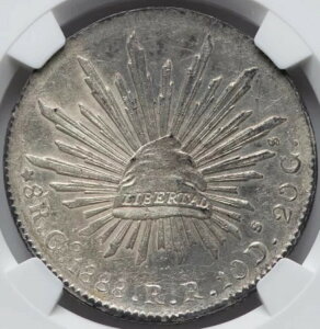 メキシコ:共和国、銀貨8レアル 1888 Go RR、グアナファト造幣局、NGC AU-58