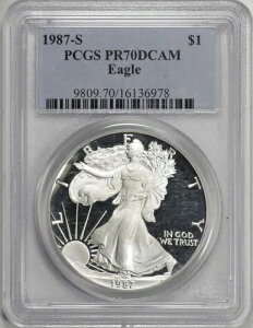 1987-S �v���[�t �A�����J�� �V���o�[ �C�[�O�� 1�h�� PCGS PR70 DCAM [BN978]