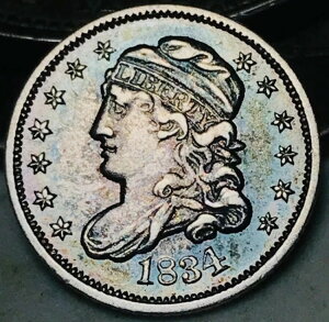 1834�N�� �L���b�v�h�o�X�g �n�[�t�_�C�� 5�Z���g �����`���C�X 90%�V���o�[ US�^�C�v�R�C�� CC26644