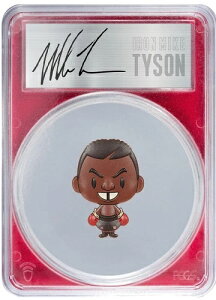 マイク・タイソン 2024 カラーライズド チビ 2オンス 純銀 直筆サインラベル - PCGS PR70DCAM